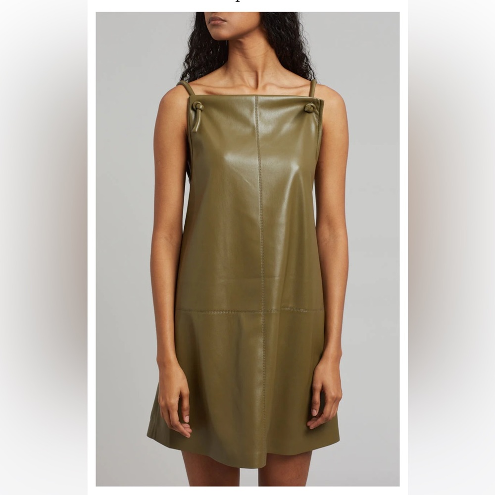 NWT NANUSHKA CLAIRE VEGAN LEATHER DRESS - OLIVE